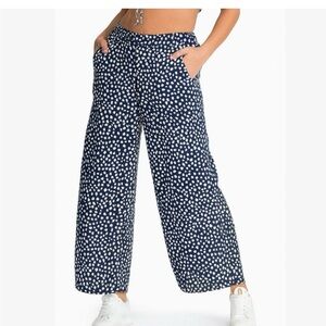 Roxy Navy and White Patterned Wide Leg Pants - SZ XL